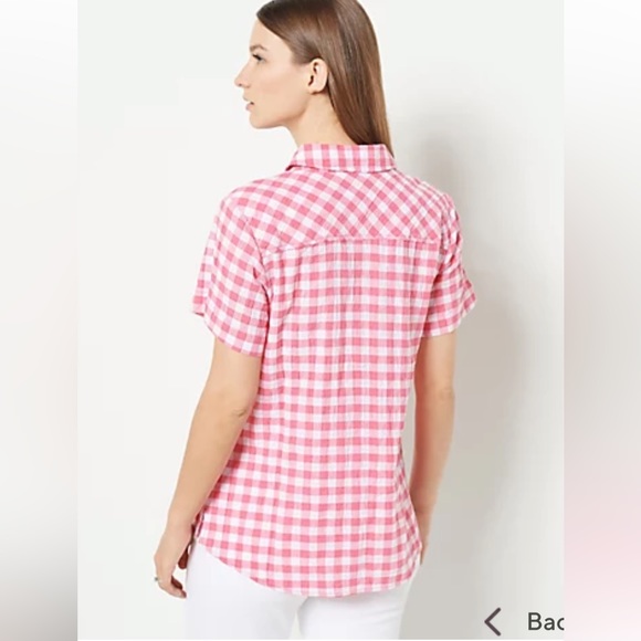 NWT Joan Rivers (from QVC) Gingham Short-Sleeve Shirt, Black & White, Size M - Picture 4 of 8